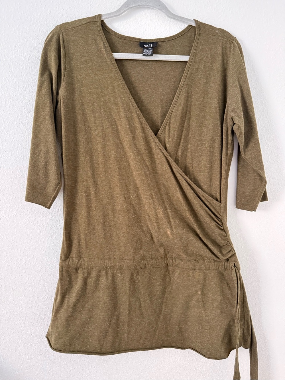 Rue21 Olive Wrap Tie Tunic Top
